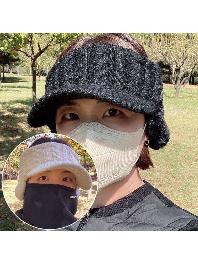 티앤드골프 여성 여자 귀마개 겨울 니트 썬캡 골프 모자
