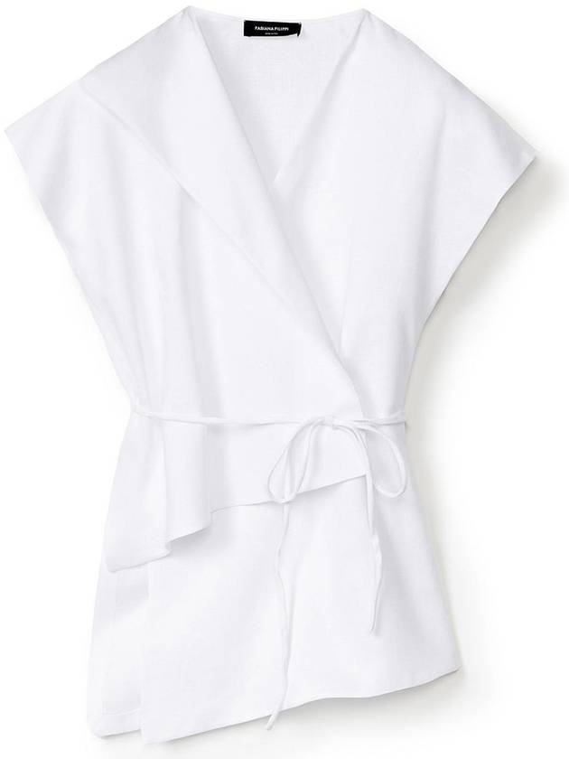 Fabiana Filippi White Criss-Cross Top In Wool And Silk