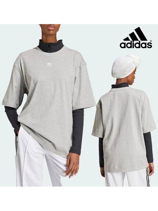 아디다스 반팔 여성 스타일 트레포일 탑 티셔츠 미디움그레이해더