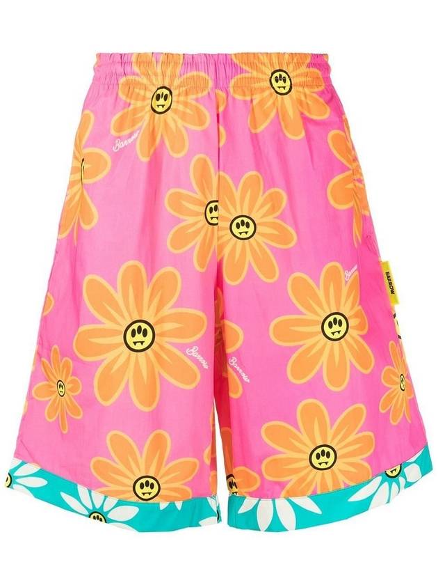 Barrow Logo-print floral pattern cotton shorts