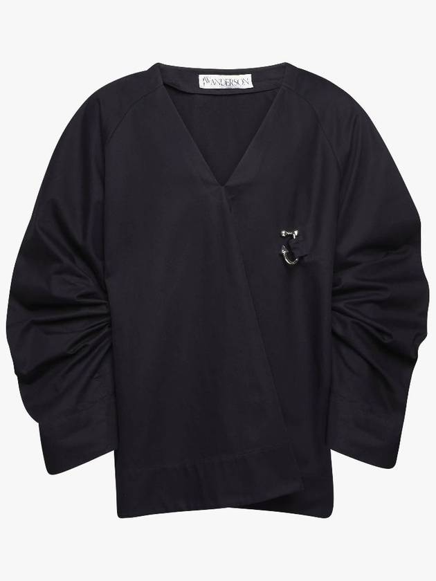 JW Anderson OVERSIZED V-NECK GATHERED SLEEVE TOP