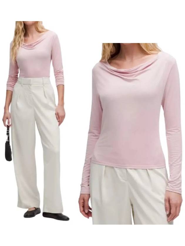 룰루레몬 상의 모달 실크 긴팔 티셔츠 핑크