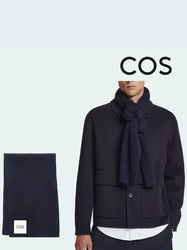 코스 목도리 골지 울 캐시미어 혼방 스카프 네이비