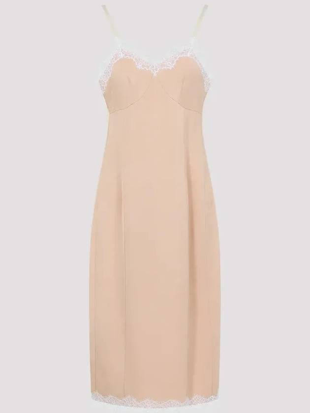 카르벤 레이스 디테일 슬리브리스 롱 드레스 6251K21388_POWDER