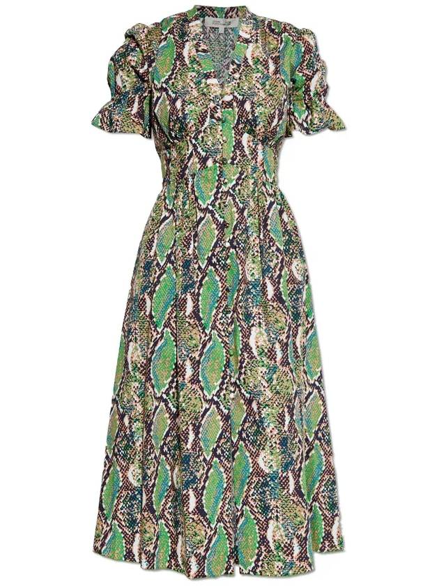 다이앤 폰 푸르스텐버그 그래픽 프린트 V넥 미디 드레스 DVFDS4S0020_PTHLG