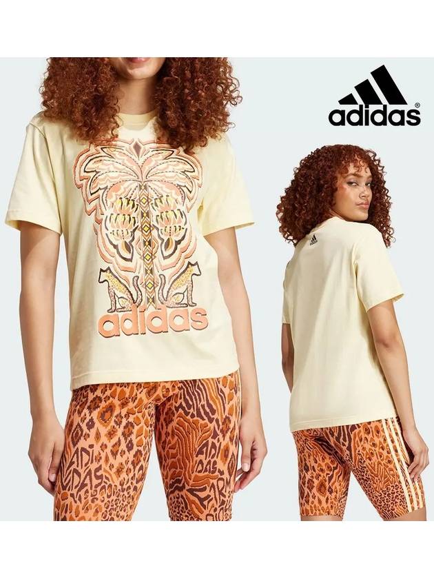 아디다스 반팔 여성 폼리오 콜라보 탑 티셔츠 이지옐로우