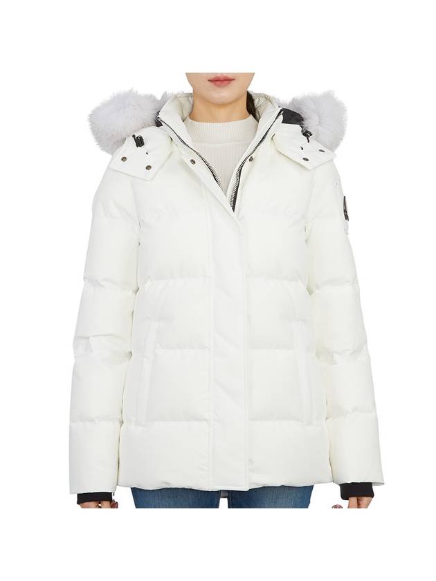 무스너클 클라우드 쓰리쿼터 점퍼 패딩 화이트 폭스 퍼 화이트