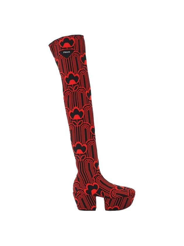 프라다 위드 자쿼드 하이 롱부츠