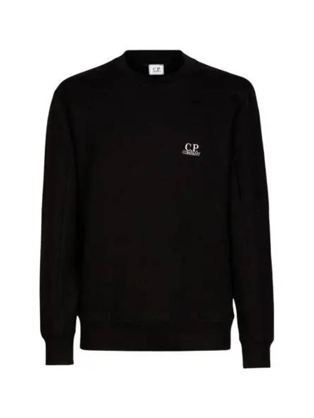 C.P. 컴퍼니 다이애그널 레이즈드 플리스 로고 스웨트셔츠 블랙 22SS C.P. Company Diagonal Raised Fleece Logo Sweatshirt Black 22SS