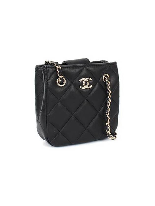 샤넬 CC 로고 금장 더블 체인 미니 백 블랙