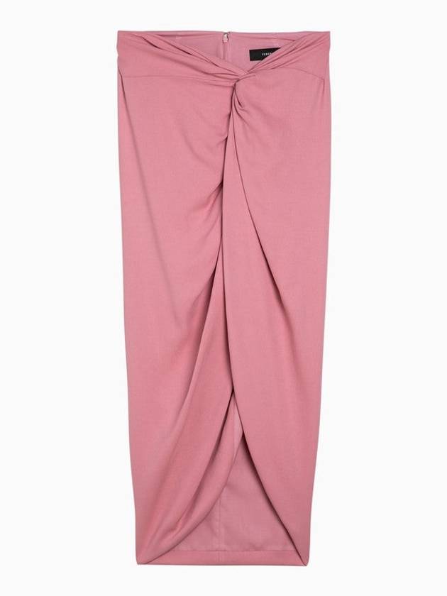 Pink Viscose Midi Skirt With Knot