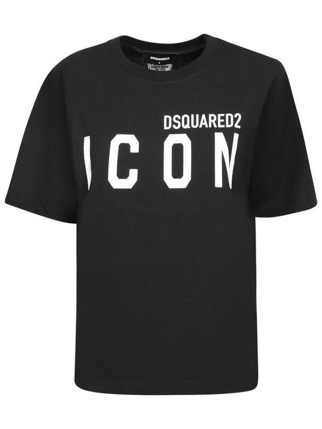 디스퀘어드2 아이콘 로고 프린트 반팔 티셔츠 블랙