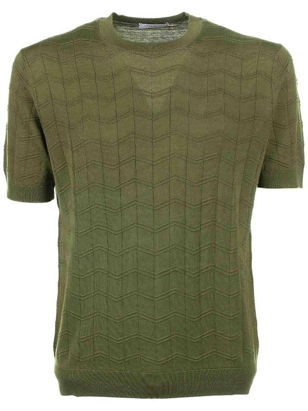 Paolo Pecora Green T-Shirt In Cotton And Silk