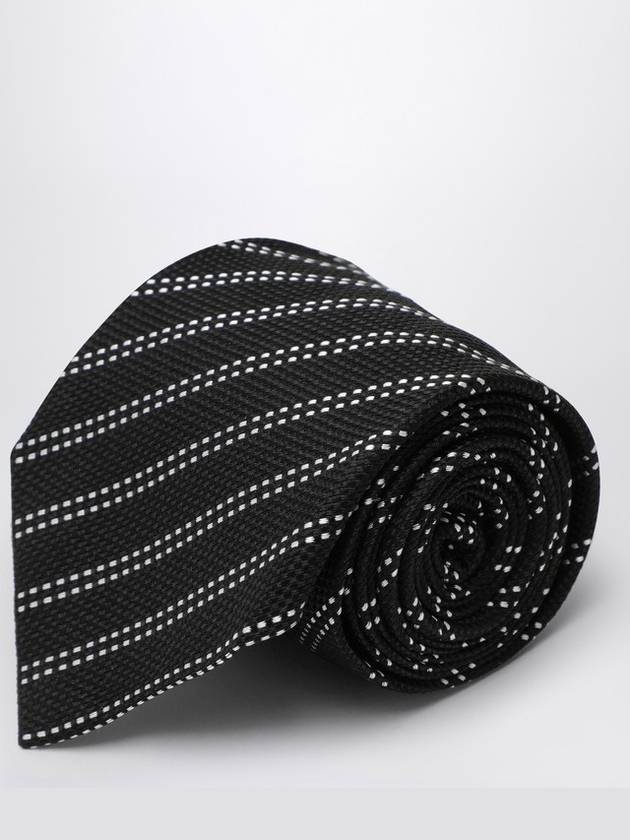 Destin Black/white silk tie