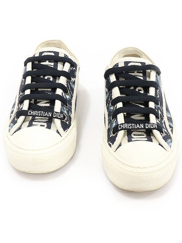 Dior 크리스챤디올 KCK211TIE 인디고 블루 자수 코튼 WALK'N'DIOR 워크앤디올 여성 스니커즈 34.5