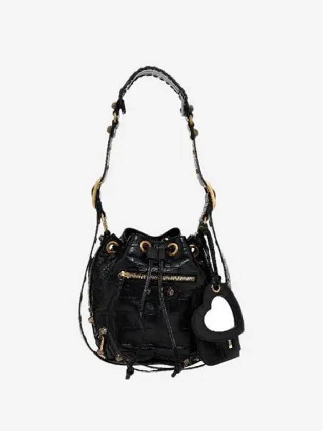 발렌시아가 르 카골 XS 버킷백 크로커다일 엠보스드 블랙 Balenciaga Le Cagole XS Bucket Bag Crocodile Embossed Black