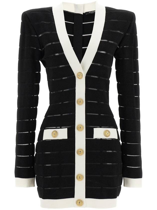 BALMAIN 투톤 니트 드레스 DF1R8053KG59EAB