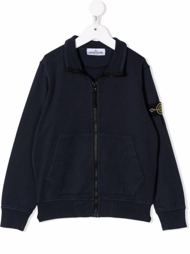 STONE ISLAND KIDS 로고 디테일 블루 코튼 후디 761661440V0020