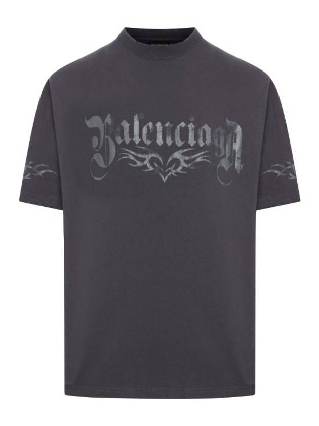 24FW 발렌시아가 반팔 티셔츠 764235TRVA31576 WASHED BLACK ANTHRACITE Black
