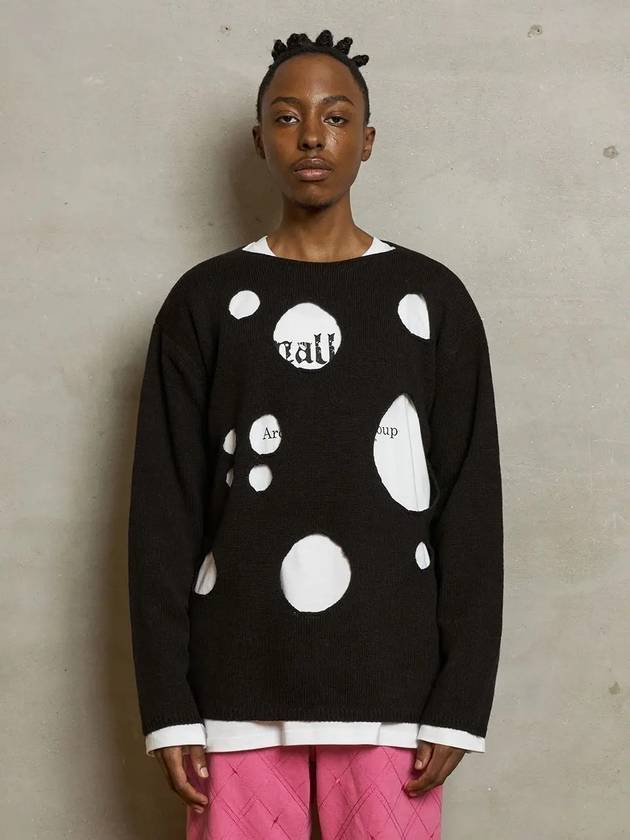 어널로이드 홀 라운드 니트탑 블랙