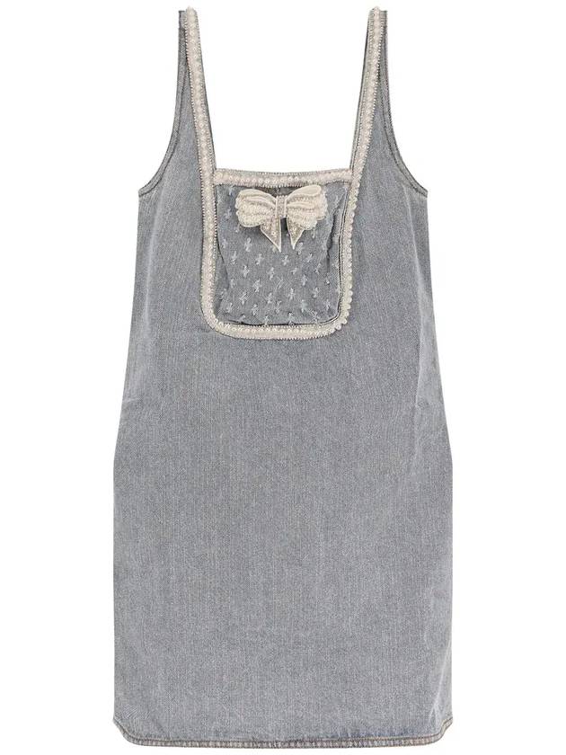 셀프 포트레이트 데님 리본 미니 드레스 SS25804SBL_LIGHTBLU