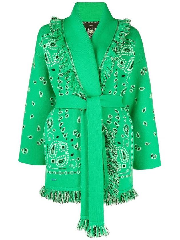 Alanui Green flash bandana belted cardigan