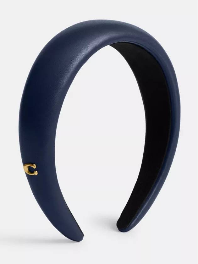 코치 Leather Headband 가죽 머리띠 Deep Blue