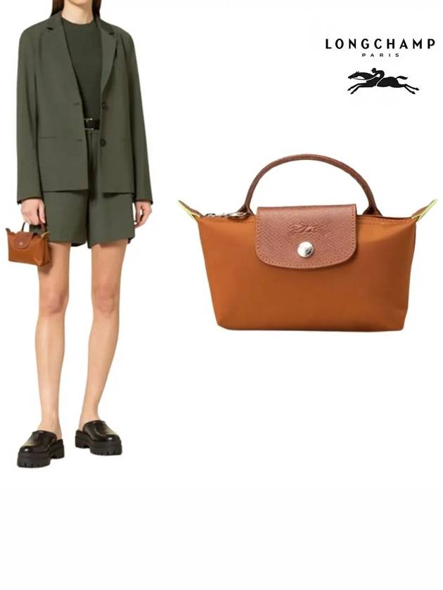 롱샴 르 플리아쥬 파우치 핸드백 가방 카멜