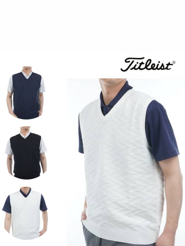 타이틀리스트 2025 니트조끼 V넥 기능성 골프웨어 스포츠 남성용 TMPMK132J