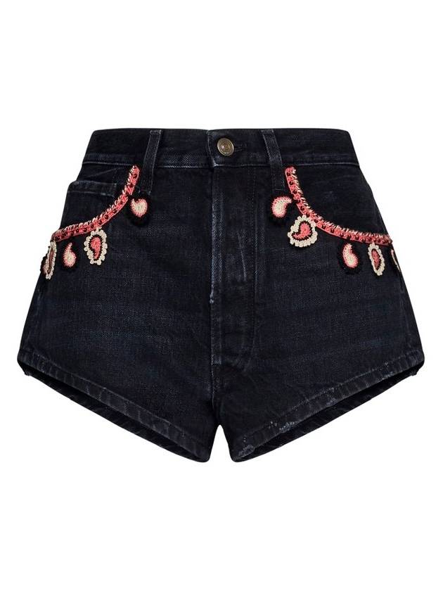 Alanui 패턴 자수 데님 쇼츠