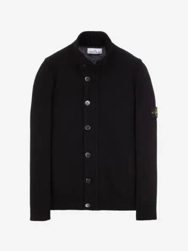 스톤 아일랜드 547A3 램스울 니트 가디건 블랙 22FW Stone Island 547A3 Lambswool Knit Cardigan Black 22FW