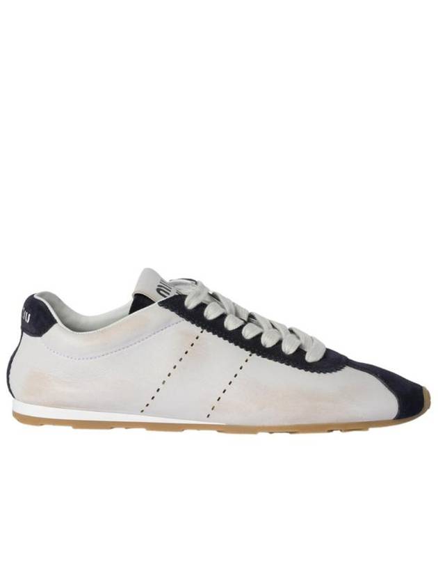 미우 미우 플럼 나파 레더 앤 스웨이드 스니커즈 화이트 블루 5E114E 3LP9 F0UB0