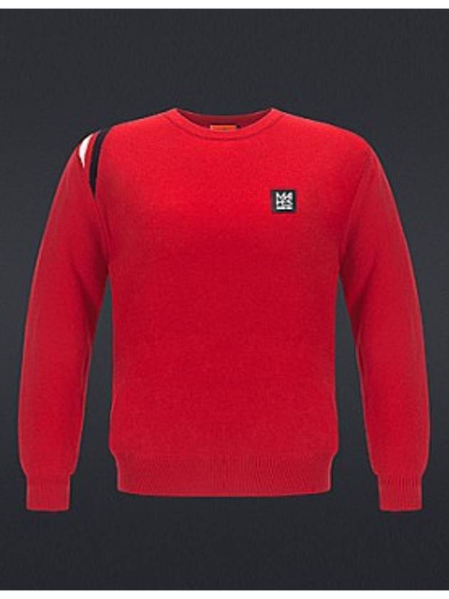 마헤스 로고 남성 니트 스웨터 레드 스트레치 방풍 울 니트 GN30190