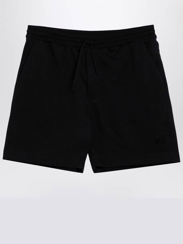 Black Cotton-Blend Short