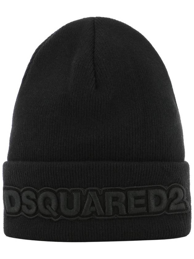 Dsquared2 Dsquared2 black ribbed wool beanie