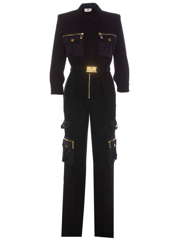 Elisabetta Franchi 벨트 크레이프 점프수트