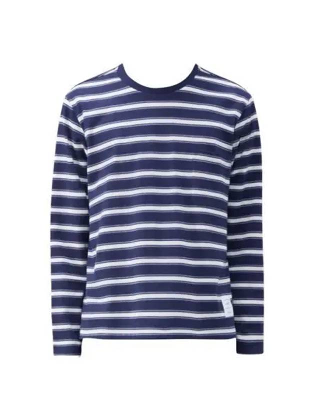 톰브라운 스트라이프 저지 오버사이즈드 롱 슬리브 티 네이비 Thom Browne Stripe Jersey Oversized Long Sleeve Tee Navy