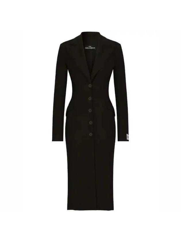 돌체앤가바나 리에디션 라벨 저지 코트 미디원피스 블랙