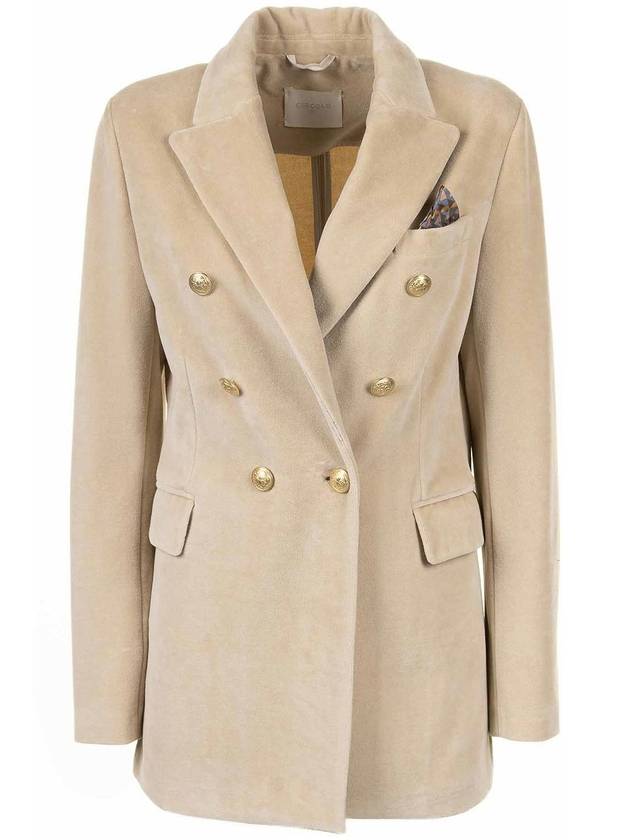 Circolo 1901 Beige Women's Double-Breasted Velvet Jacket