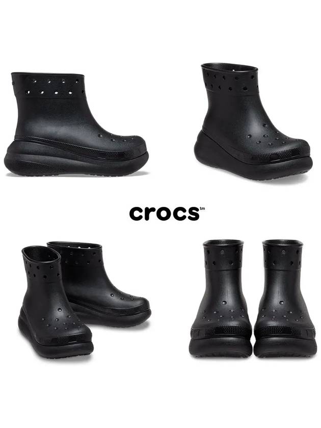 크록스 크러시 부트 레인 부츠 장화 블랙