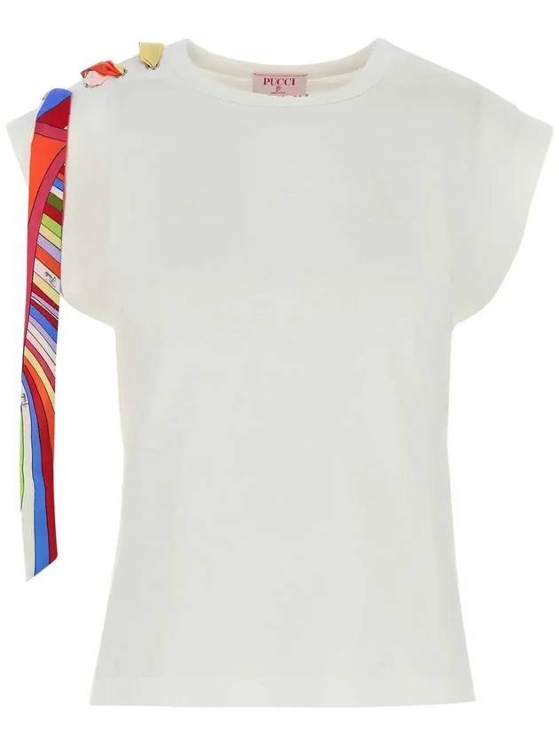 에밀리오 푸치 타이 디테일 크루넥 티셔츠 4UTP404U983_100