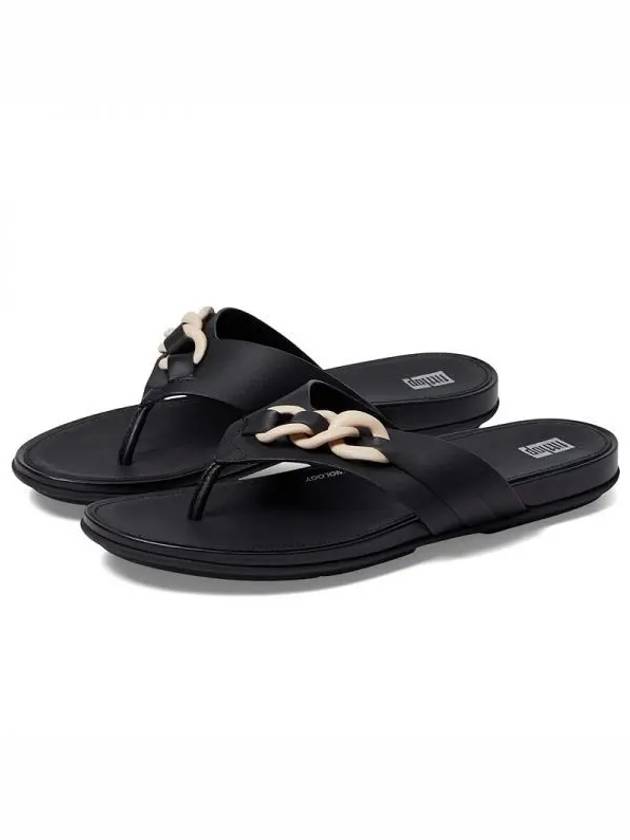 4166340 FitFlop Gracie Rubber Chain Leather Toe Post Sandals