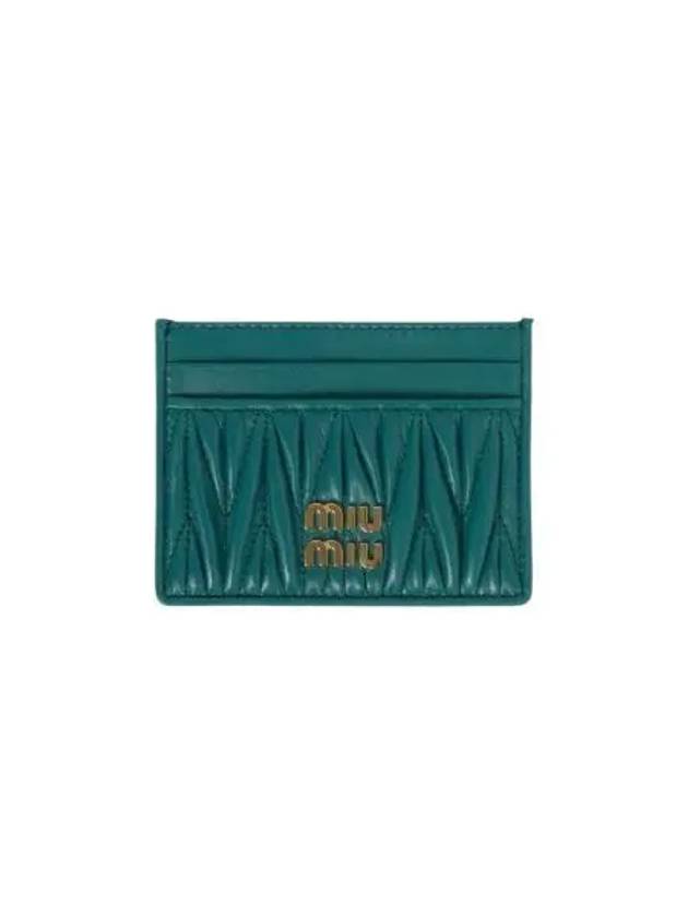 미우 미우 마테라쎄 나파 가죽 카드 홀더 라군 블루 Miu Miu Matelasse Nappa Leather Card Holder Lagoon Blue