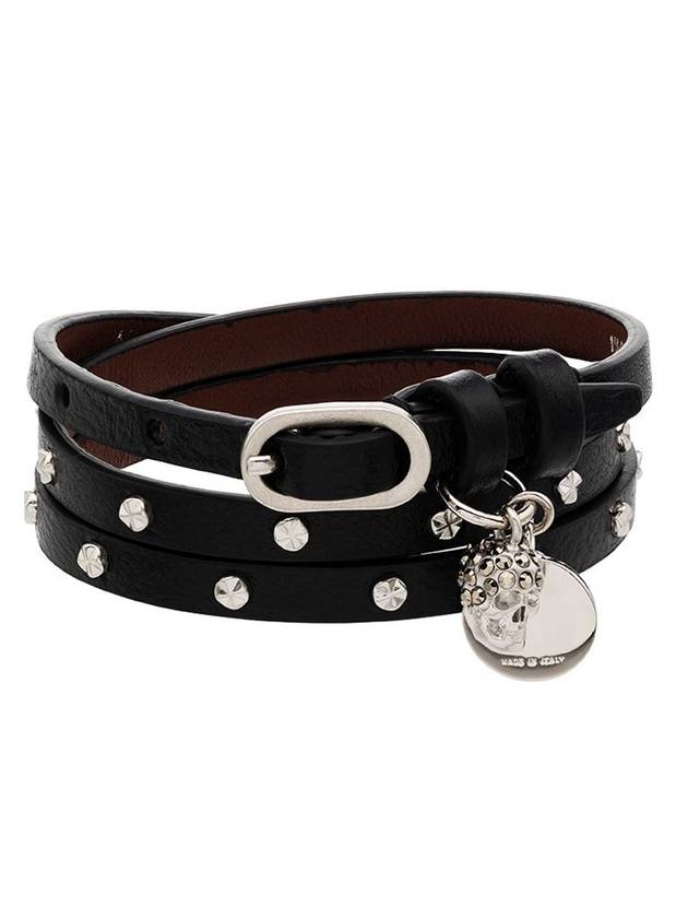 알렉산더 맥퀸 스터드 더블 랩 팔찌 블랙