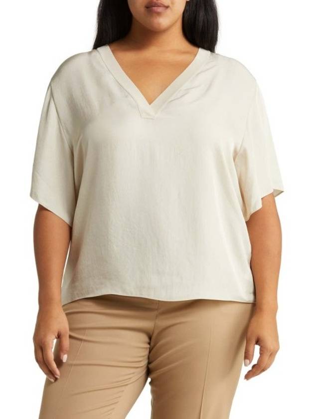 VINCE 빈스 브이넥 티셔츠 PALE FAWN