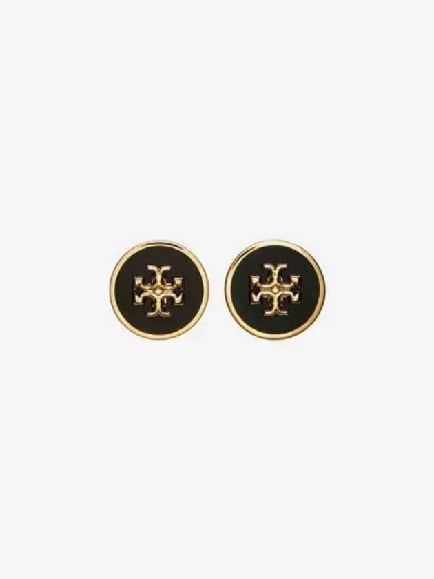 W 토리버치 키라 에나멜 서클 스터드 이어링 토리 골드 블랙 W Tory Burch Kira Enamel Circle Stud Earring Tory Gold Black