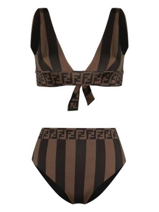 펜디 라이크라 리버시블 비키니 브라운