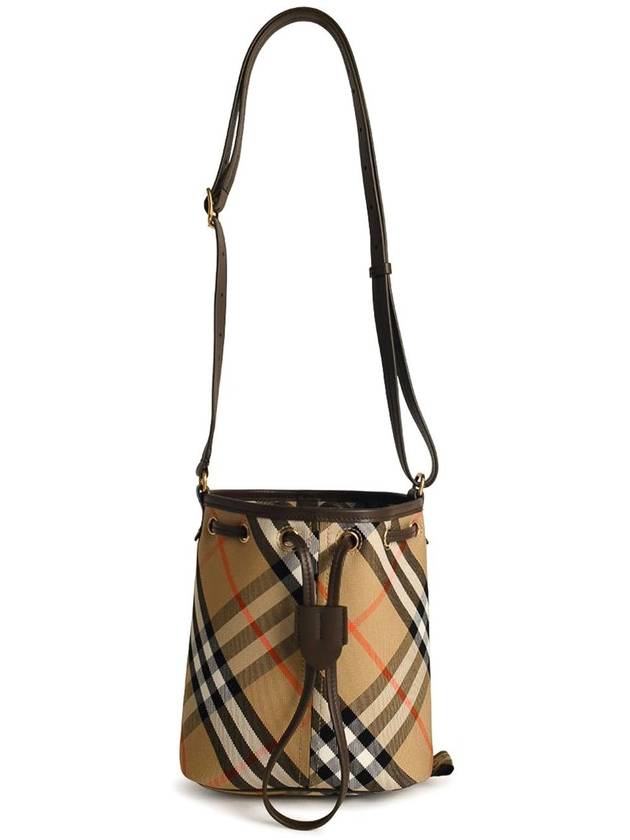 버버리 여성 미니 드로스트링 체크 버킷백 샌드 8093804