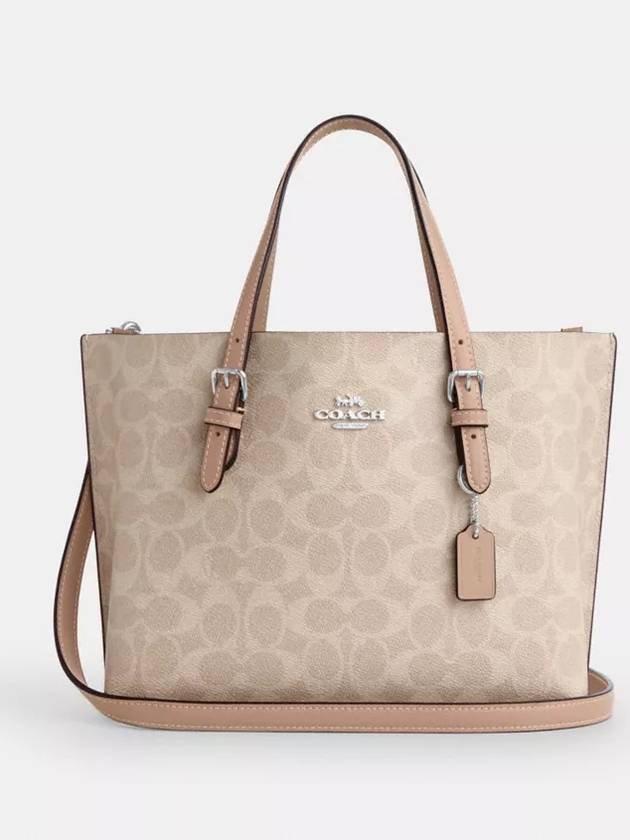 코치 몰리 토트백 25 인 시그니처 캔버스 Silver Sand Taupe