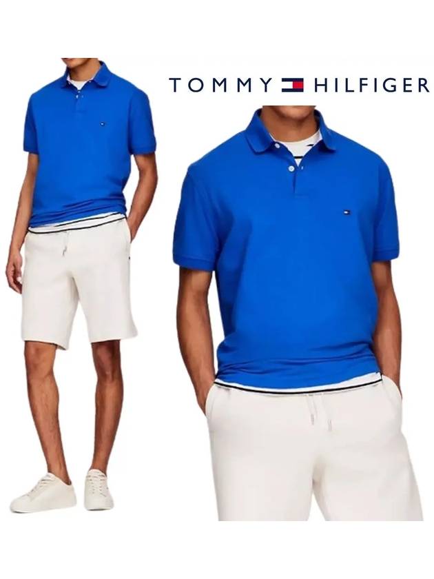 타미힐피거 반팔 스트레치 폴로 탑 티셔츠 블루